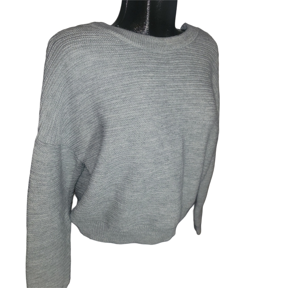 Silver Jeans Co Gray Criss-Cross Back Relaxed Fit Knit Sweater